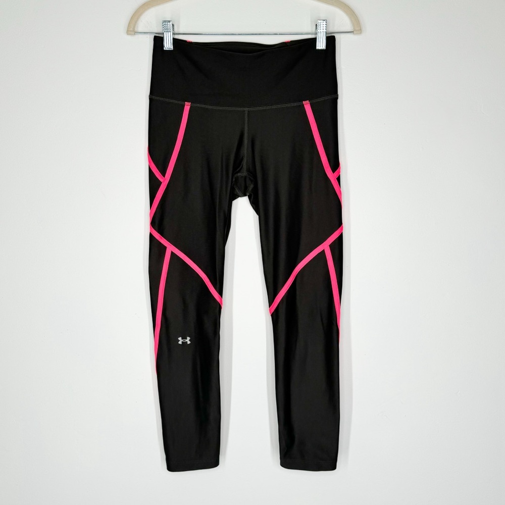 Under Armour Heatgear Compression Leggings Dark Gray Pink Women’s Size Medium